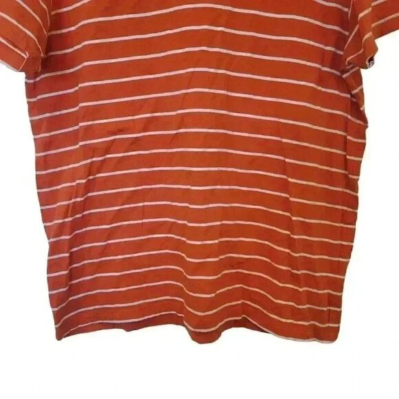 US Polo Association Men's Orange & White Striped Cotton Knit V-Neck Short Sleeve - Picture 4 of 8